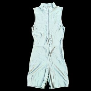 Fashion Nova Silver Bodycon Short Jumpsuit Women Size Medium
